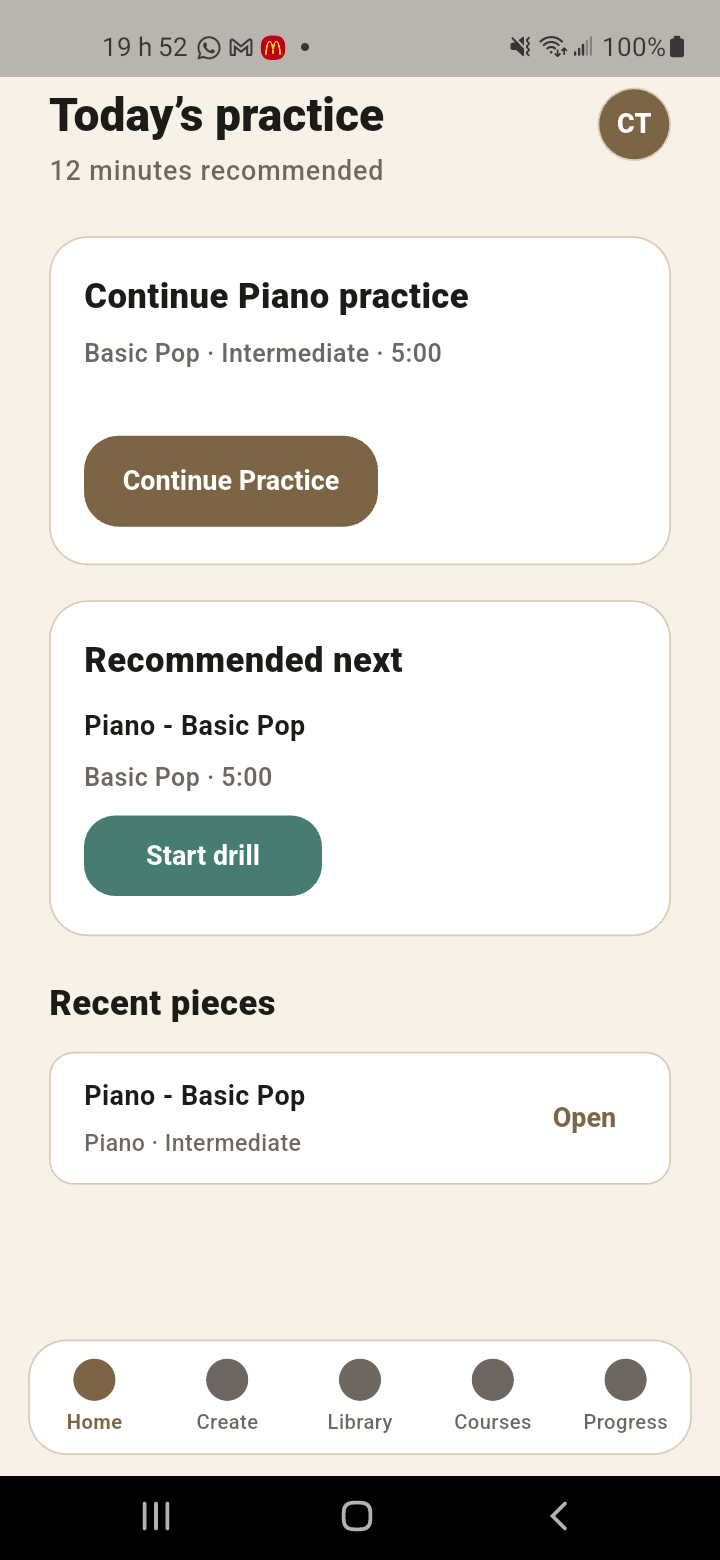 Pratique du jour dans l’application Intruzic